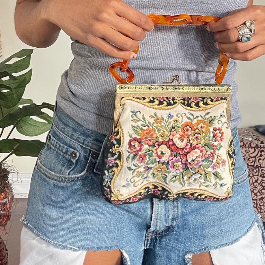 Vintage Floral Tapestry Bag